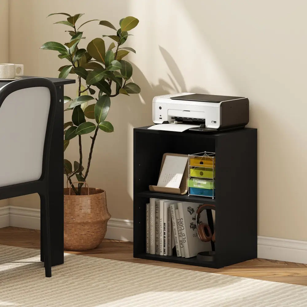 2-Cube Bookcase Set of 2 Floor Standing Open Bookshelf w/ 5-Position Adjustable Shelf-Black Costway