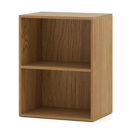 2-Cube Bookcase Set of 2 Floor Standing Open Bookshelf w/ 5-Position Adjustable Shelf-Natural Costway