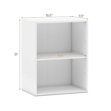 2-Cube Bookcase Set of 2 Floor Standing Open Bookshelf w/ 5-Position Adjustable Shelf-White Costway
