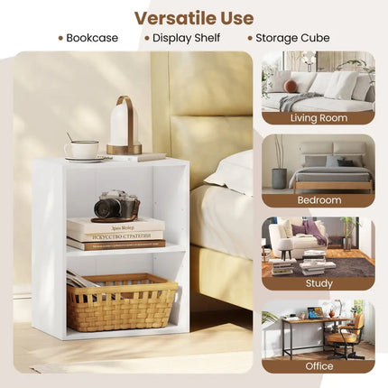 2-Cube Bookcase Set of 2 Floor Standing Open Bookshelf w/ 5-Position Adjustable Shelf-White Costway