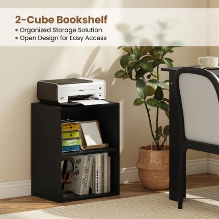 2-Cube Bookcase Set of 2 Floor Standing Open Bookshelf w/ 5-Position Adjustable Shelf-Black Costway