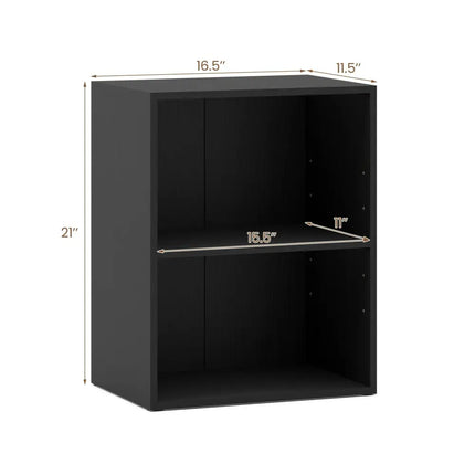 2-Cube Bookcase Set of 2 Floor Standing Open Bookshelf w/ 5-Position Adjustable Shelf-Black Costway