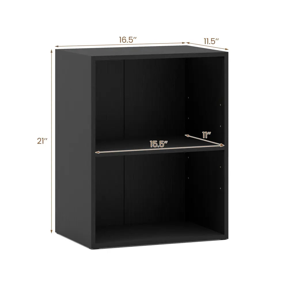 2-Cube Bookcase Set of 2 Floor Standing Open Bookshelf w/ 5-Position Adjustable Shelf-Black - Black - Bookcases