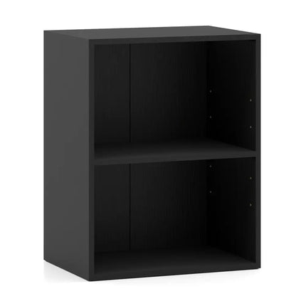 2-Cube Bookcase Set of 2 Floor Standing Open Bookshelf w/ 5-Position Adjustable Shelf-Black Costway