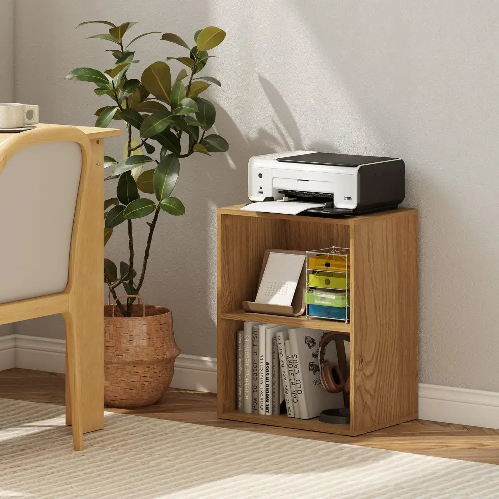 2-Cube Bookcase Set of 2 Floor Standing Open Bookshelf w/ 5-Position Adjustable Shelf-Natural Costway