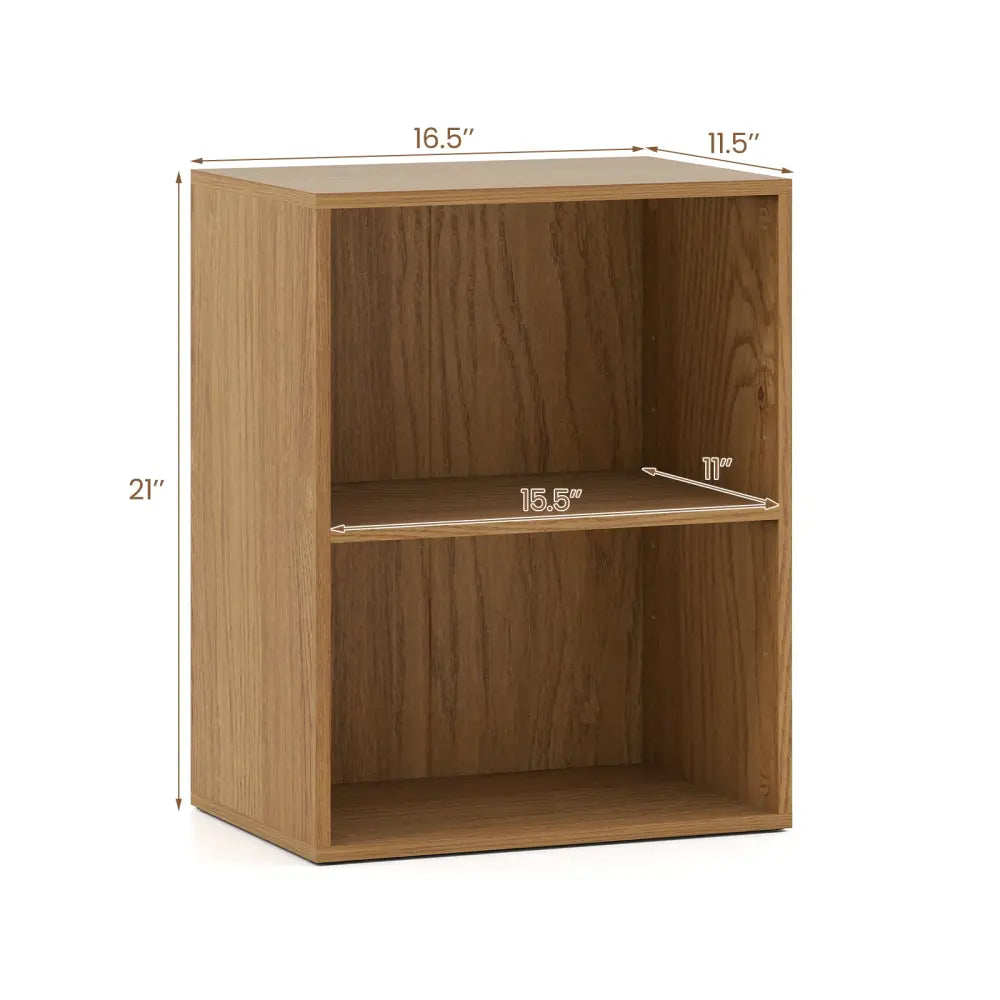 2-Cube Bookcase Set of 2 Floor Standing Open Bookshelf w/ 5-Position Adjustable Shelf-Natural - Natural - Bookcases