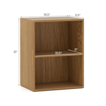 2-Cube Bookcase Set of 2 Floor Standing Open Bookshelf w/ 5-Position Adjustable Shelf-Natural Costway