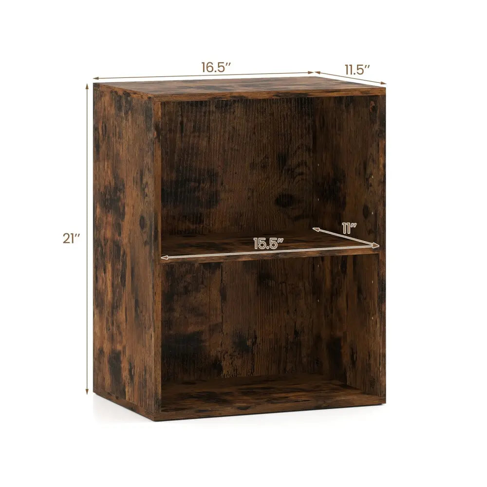 2-Cube Bookcase Set of 2 Floor Standing Open Bookshelf w/ 5-Position Adjustable Shelf-Brown Costway