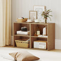 2-Cube Bookcase Set of 2 Floor Standing Open Bookshelf w/ 5-Position Adjustable Shelf-Natural Costway