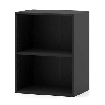 2-Cube Bookcase Set of 2 Floor Standing Open Bookshelf w/ 5-Position Adjustable Shelf-Black Costway