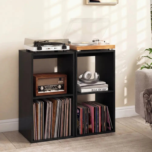 2 Cube Bookshelf with Back Guardrail for Living Room Bedroom-Black - Black - Bookcases