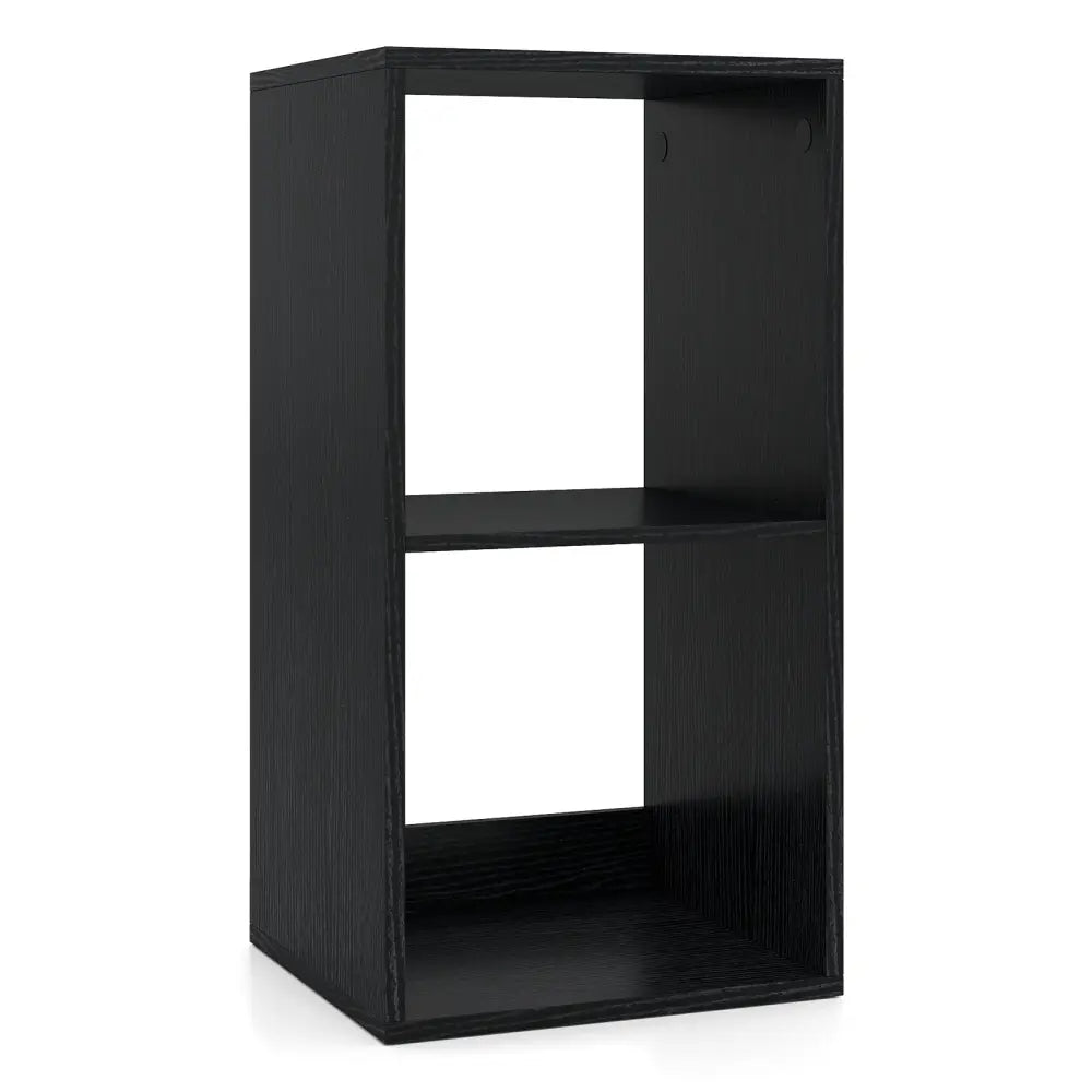 2 Cube Bookshelf with Back Guardrail for Living Room Bedroom-Black - Black - Bookcases
