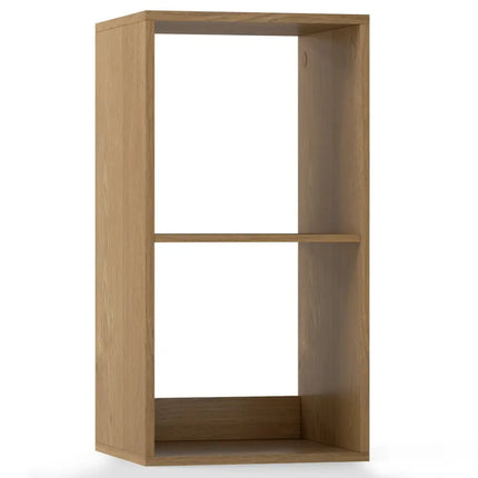 2 Cube Bookshelf with Back Guardrail for Living Room Bedroom-Natural Costway