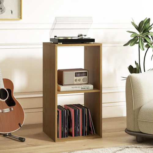 2 Cube Bookshelf with Back Guardrail for Living Room Bedroom-Natural - Natural - Bookcases