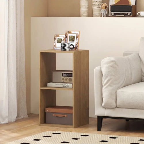 2 Cube Bookshelf with Back Guardrail for Living Room Bedroom-Natural - Natural - Bookcases