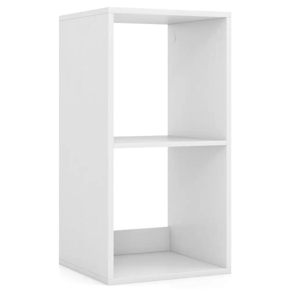 2 Cube Bookshelf with Back Guardrail for Living Room Bedroom-White - White - Bookcases