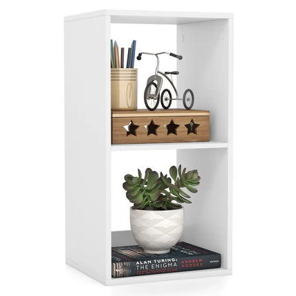 2 Cube Bookshelf with Back Guardrail for Living Room Bedroom-White Costway