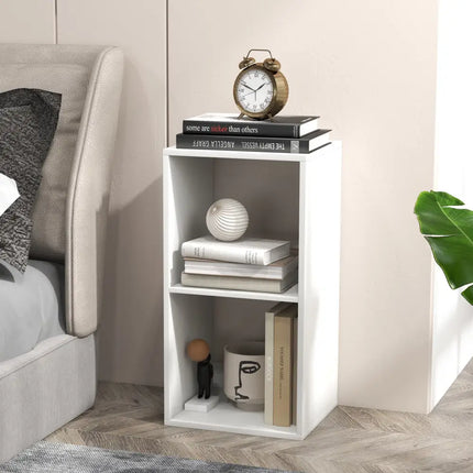 2 Cube Bookshelf with Back Guardrail for Living Room Bedroom-White Costway