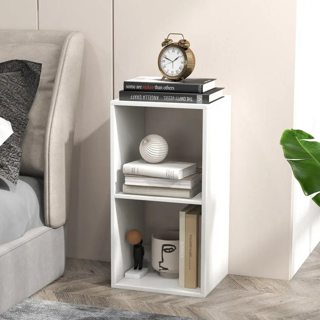 2 Cube Bookshelf with Back Guardrail for Living Room Bedroom-White Costway