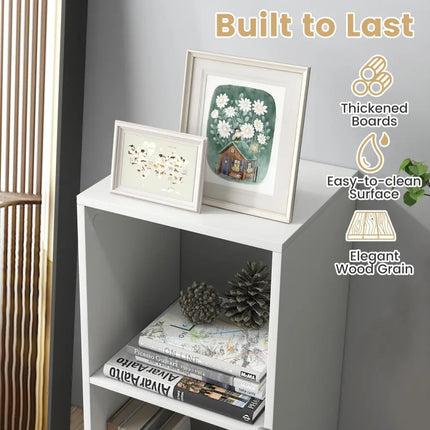 2 Cube Bookshelf with Back Guardrail for Living Room Bedroom-White Costway