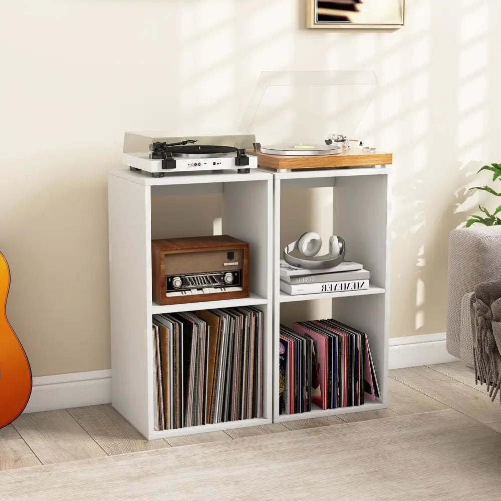2 Cube Bookshelf with Back Guardrail for Living Room Bedroom-White Costway