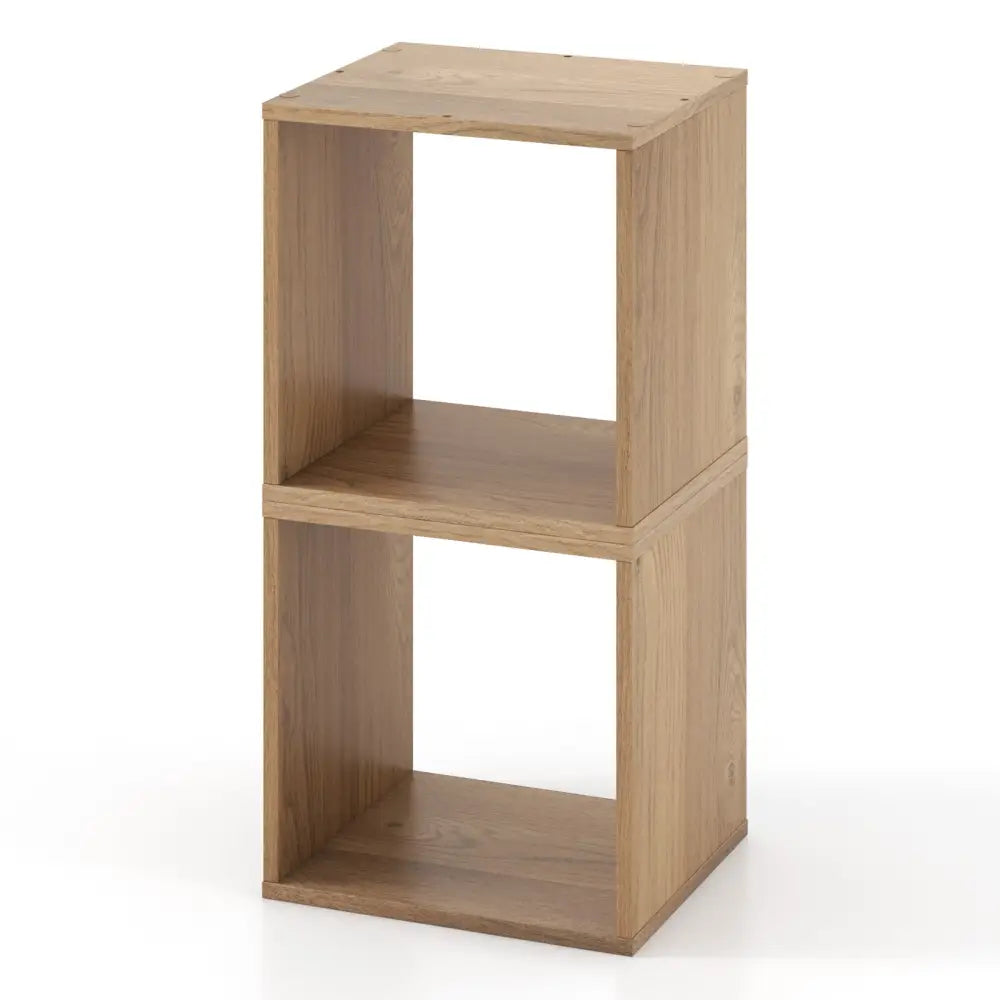 2 Cubes Stackable Bookcase for Living Room and Study-Natural - Natural - Bookcases