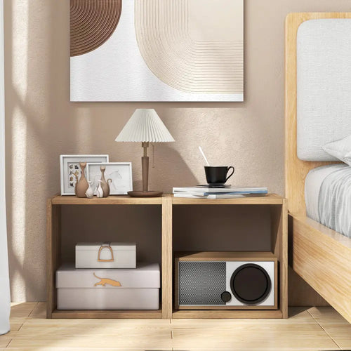 2 Cubes Stackable Bookcase for Living Room and Study-Natural - Natural - Bookcases