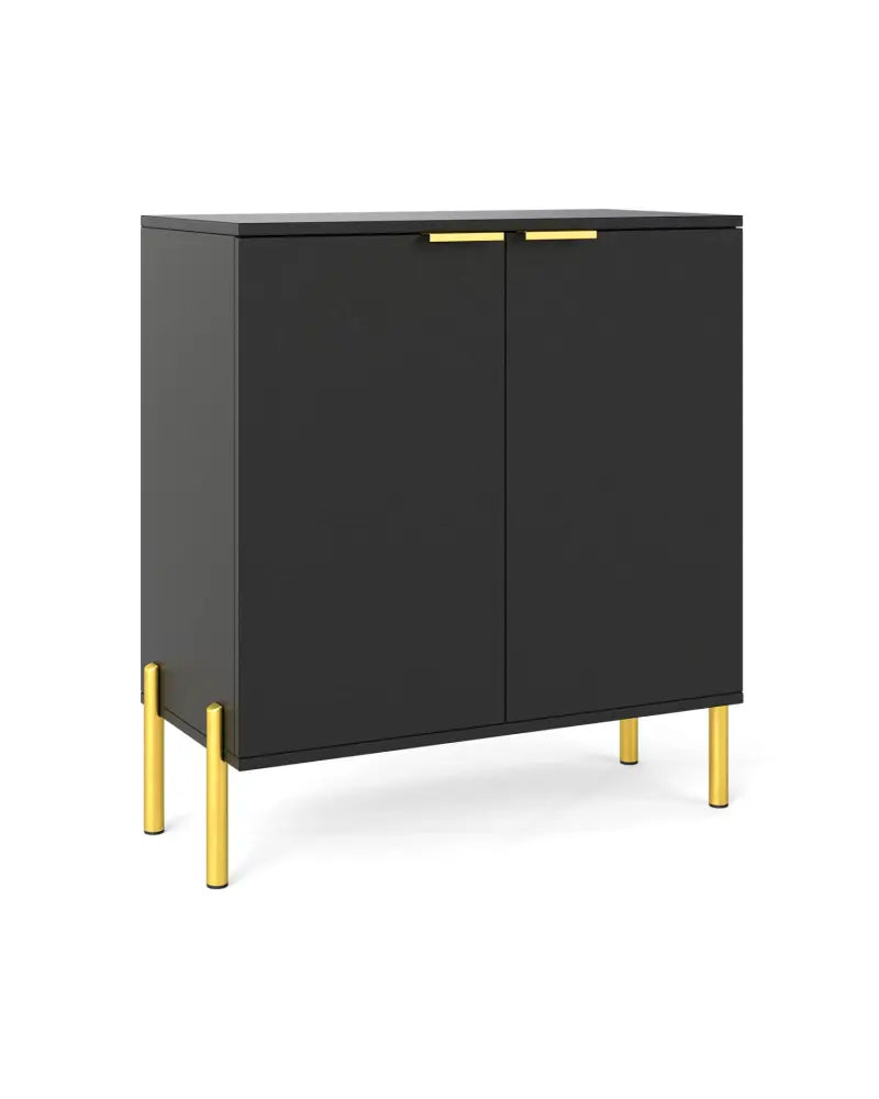 2-Door Buffet Cabinet Sideboard with Shelf and Metal Legs-Black - Black - Sideboards Cabinets & Buffets