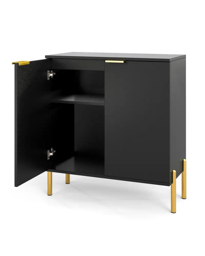 2-Door Buffet Cabinet Sideboard with Shelf and Metal Legs-Black - Black - Sideboards Cabinets & Buffets