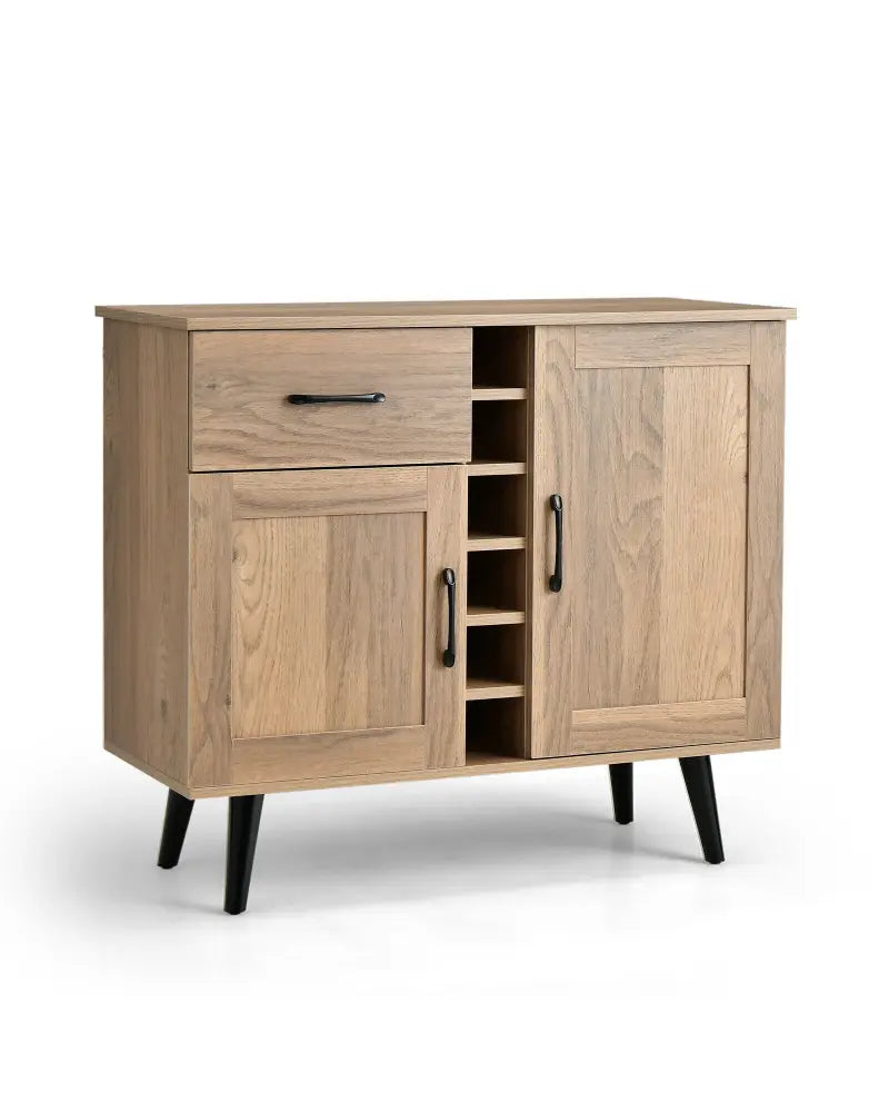 2-Door Buffet Sideboard with 6-Bottle Wine Rack Drawer - Natural - Sideboards Cabinets & Buffets