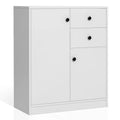 2-Door Free-standing Kitchen Sideboard with Adjustable Shelves-White - White - Cabinets & Chests