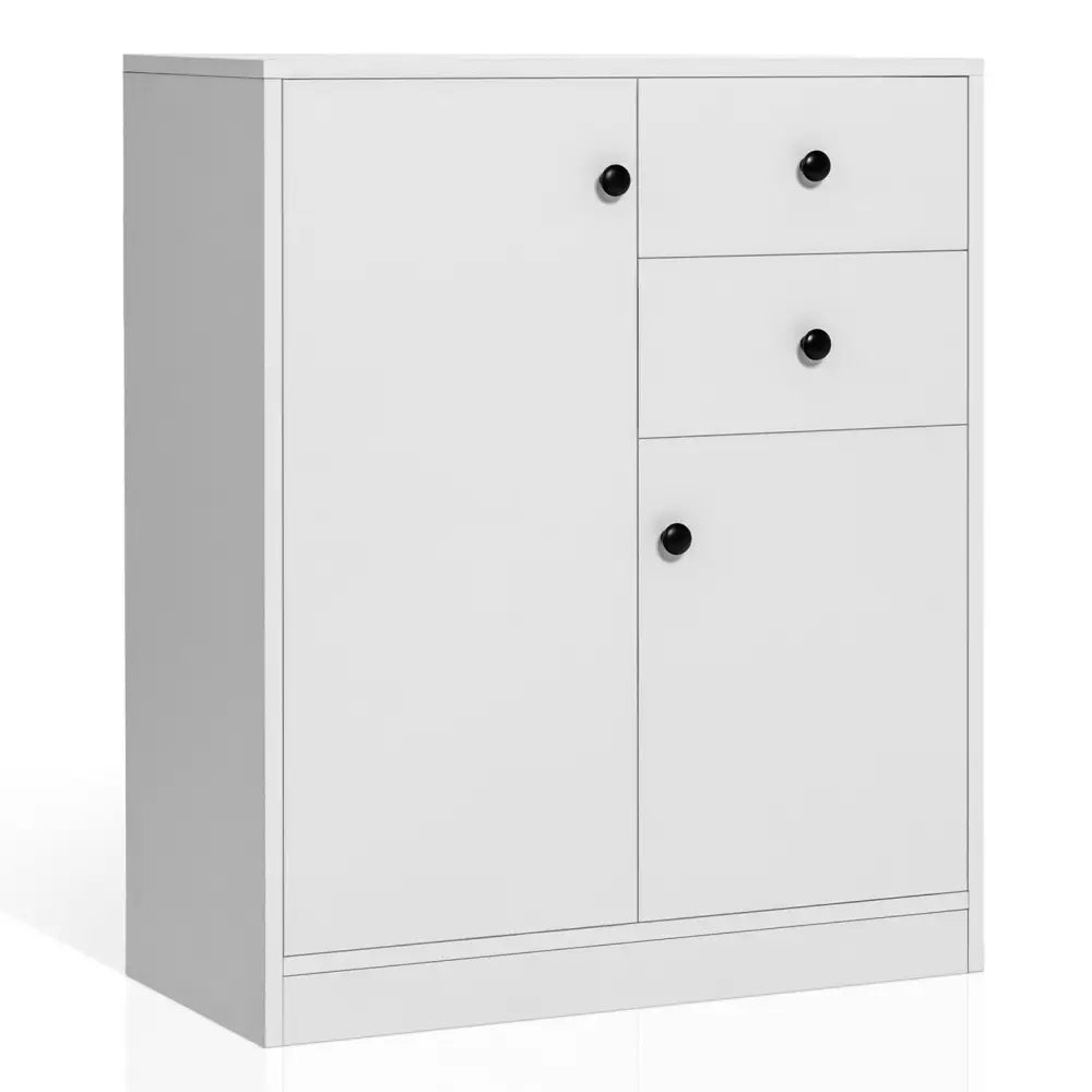2-Door Free-standing Kitchen Sideboard with Adjustable Shelves-White - White - Cabinets & Chests