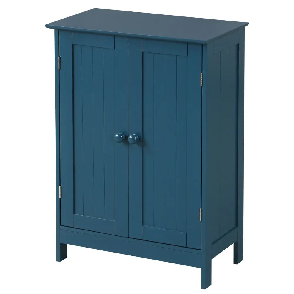 2-Door Freestanding Wooden Bathroom Cabinet with Adjustable Shelf-Green - Blue - Floor Cabinets