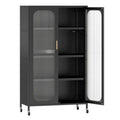2-Door Metal Storage Cabinet 5-Tier with Adjustable Shelves-Black - Black - Sideboards Cabinets & Buffets