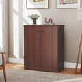 2-Door Modern Floor Storage Cabinet with 3-Tier Shelf-Brown - Brown - Cabinets & Chests