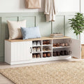 2-Door Shoe Bench Storage Cabinet with Adjustable Shelves-Natural - Natural - Shoe Racks & Storage Benches