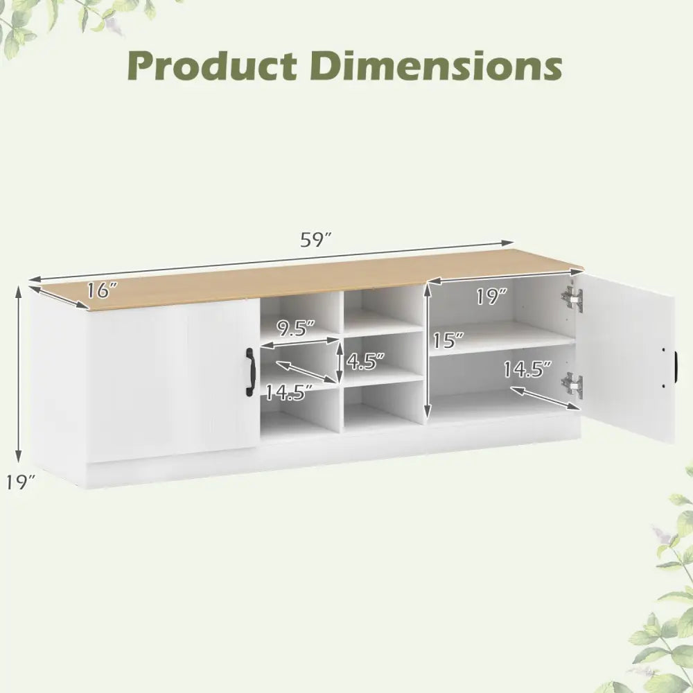 2-Door Shoe Bench Storage Cabinet with Adjustable Shelves-Natural - Natural - Shoe Racks & Storage Benches