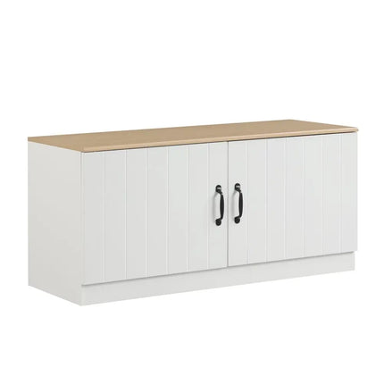 2-Door Shoe Bench Shoe Storage Cabinet with Adjustable Shelves-Natural - Natural - Shoe Racks & Storage Benches