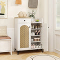 2-Door Shoe Rack Organizer with Drawer and 6 Removable Shelves-White - White - Shoe Racks & Storage Benches