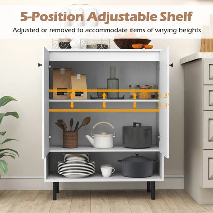 2-Door Sideboard Buffet Cabinet Kitchen with Adjustable Shelf-White Costway