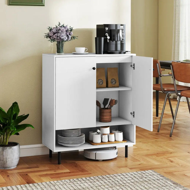 2-Door Sideboard Buffet Cabinet Kitchen with Adjustable Shelf-White Costway