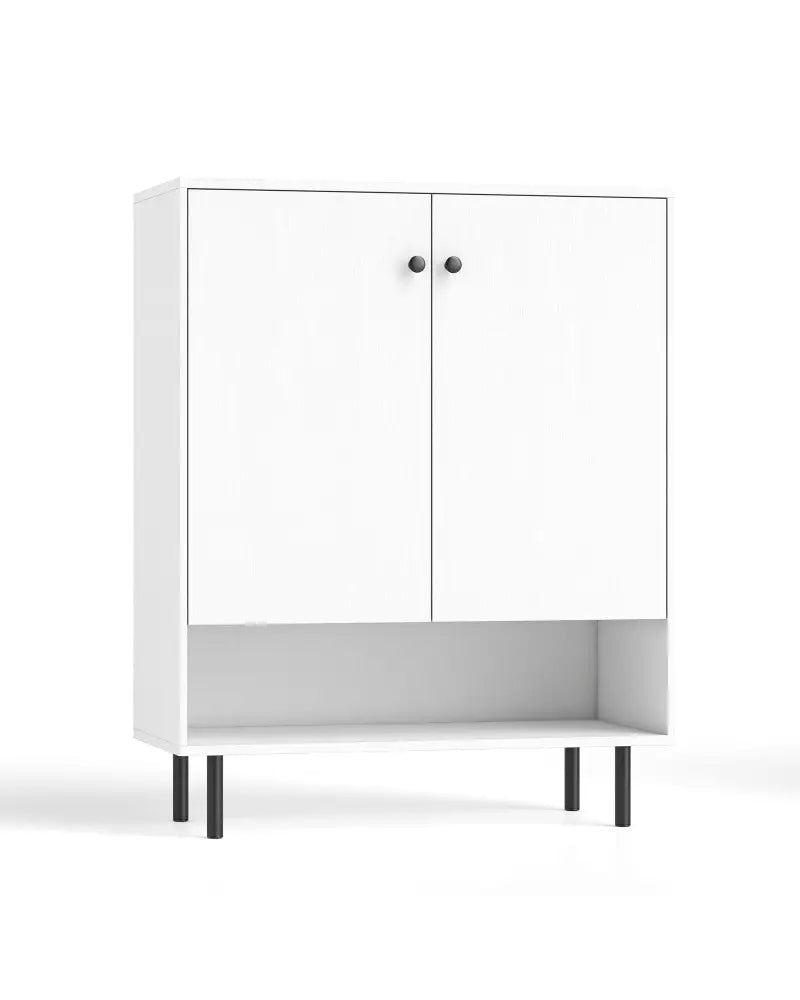 2-Door Sideboard Buffet Cabinet Kitchen with Adjustable Shelf-White - White - Sideboards Cabinets & Buffets
