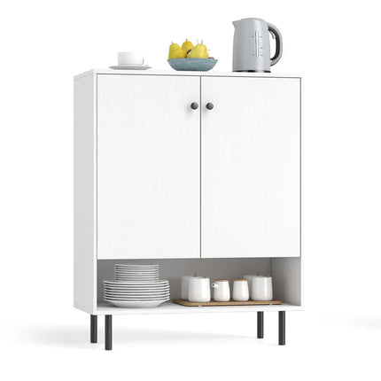 2-Door Sideboard Buffet Cabinet Kitchen with Adjustable Shelf-White Costway
