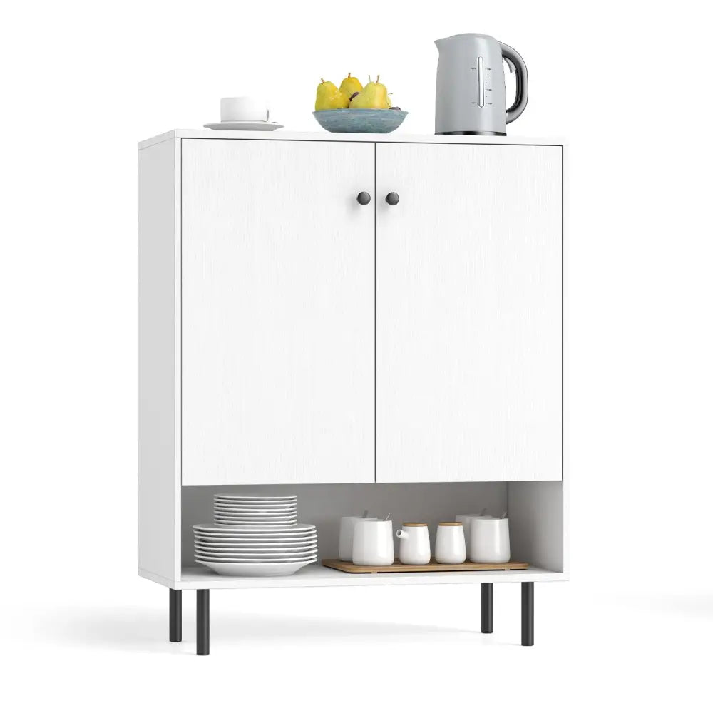 2-Door Sideboard Buffet Cabinet Kitchen with Adjustable Shelf-White Costway