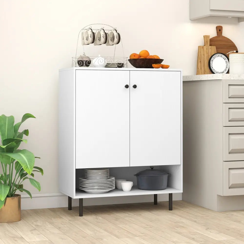2-Door Sideboard Buffet Cabinet Kitchen with Adjustable Shelf-White Costway