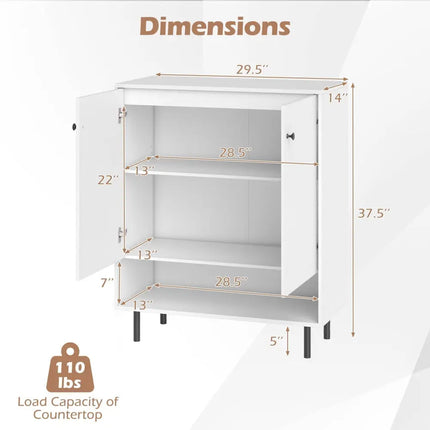 2-Door Sideboard Buffet Cabinet Kitchen with Adjustable Shelf-White Costway