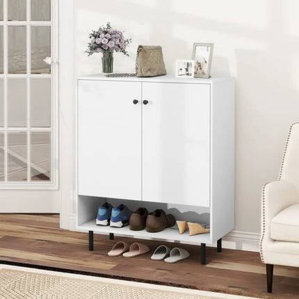 2-Door Sideboard Buffet Cabinet Kitchen with Adjustable Shelf-White Costway