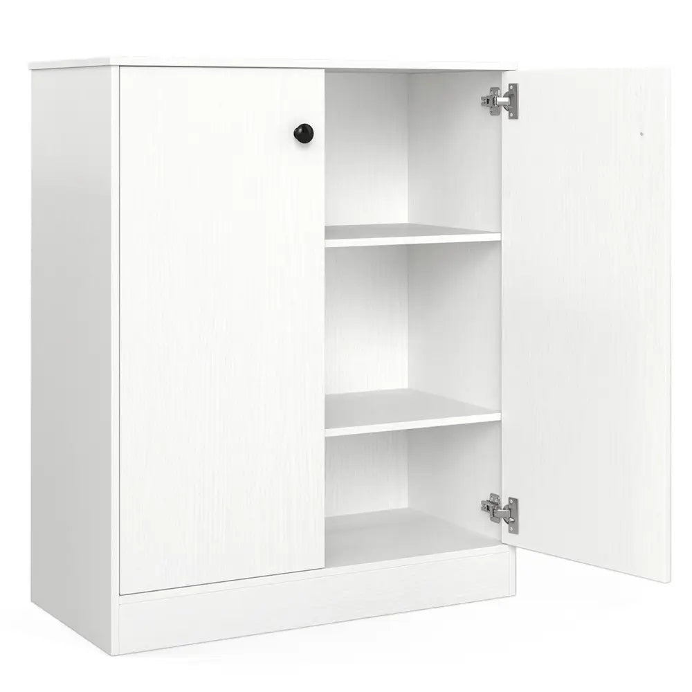 2 Door Storage Base Cabinet with 3-Tier Shelf-White - White - Cabinets & Chests