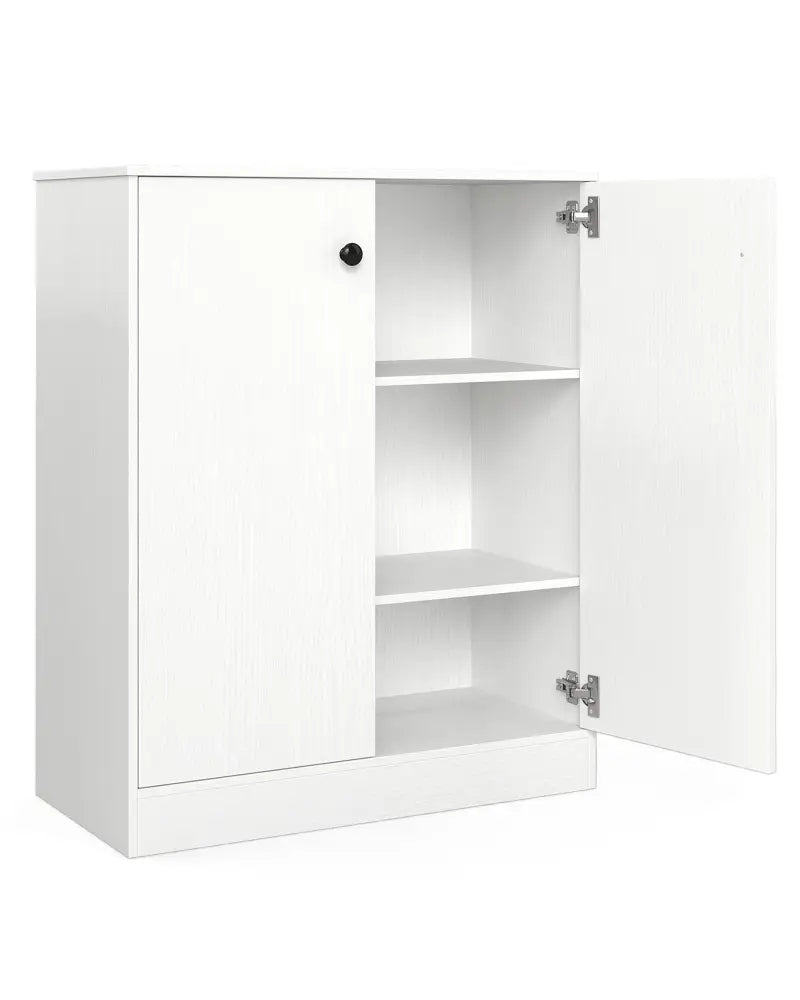 2 Door Storage Base Cabinet with 3-Tier Shelf-White - White - Cabinets & Chests