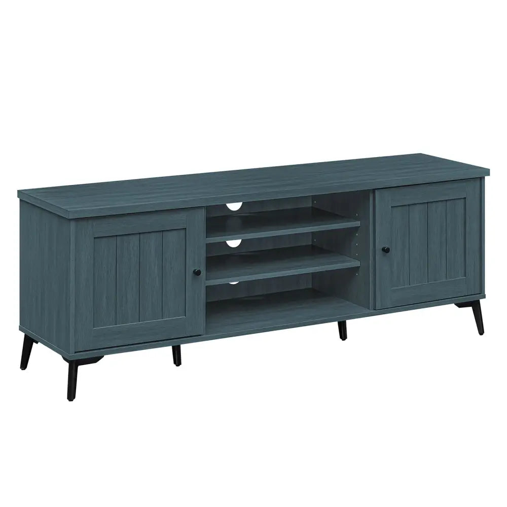 2-Door TV Stand for TVs up to 65 Inch Mid Century Modern Entertainment Center-Turquoise - Turquoise - Entertainment